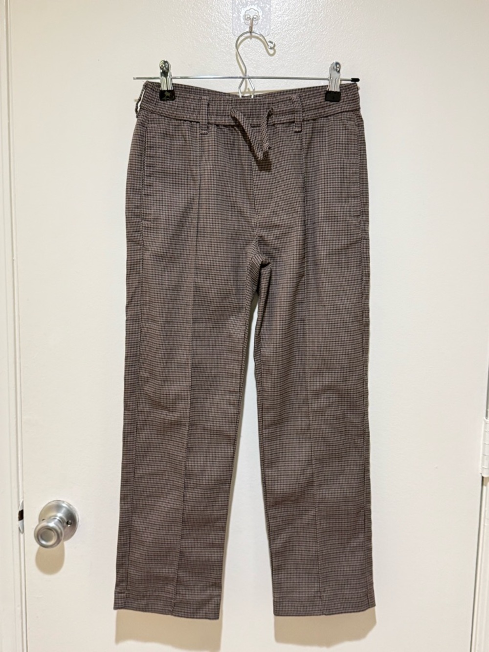 Preppy Abercrombie kids Brown Checked Drawstring Chinos 9/10